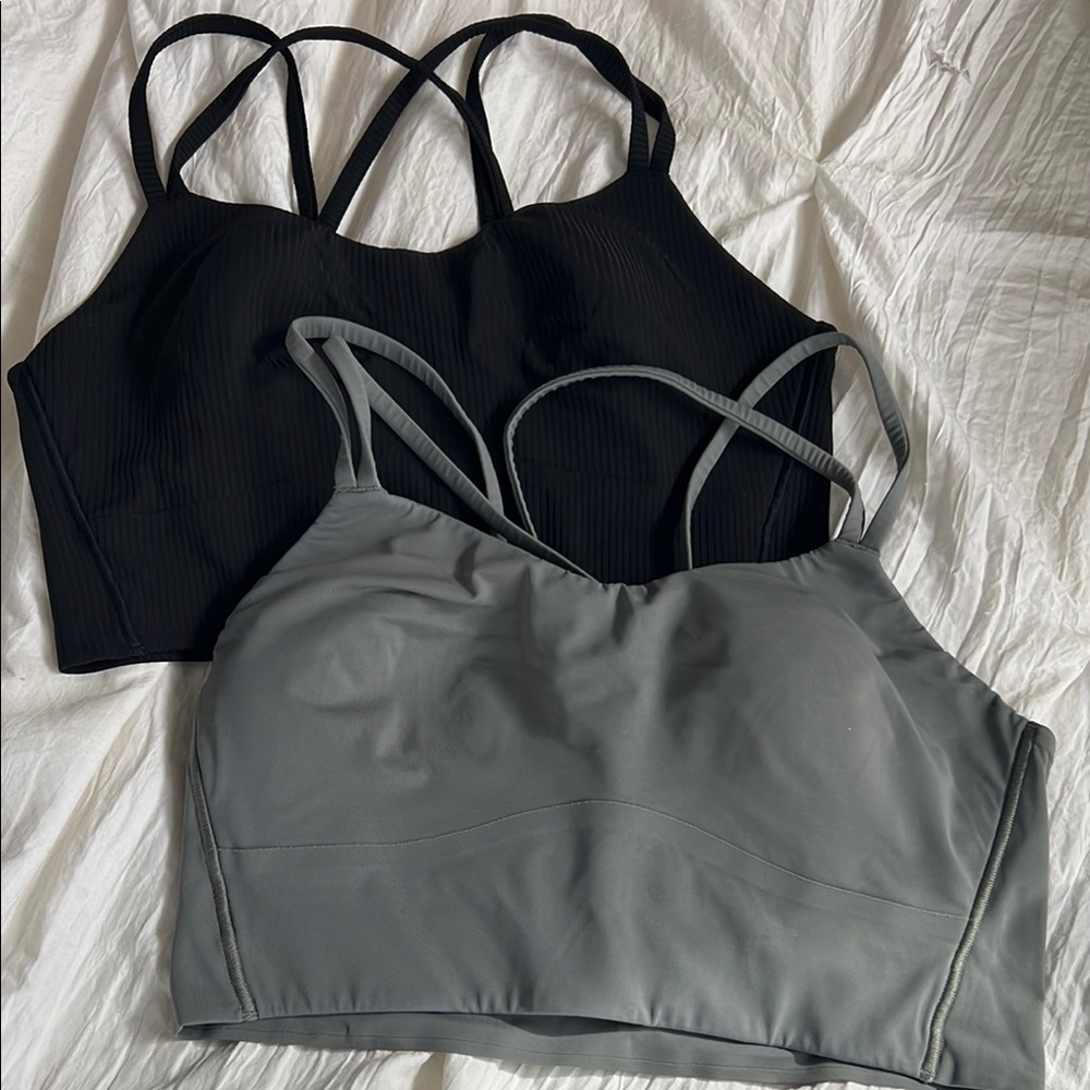 Black and Gray Strappy Sports Bras